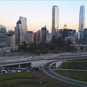 Aerial view at Parque Bicentenario: "Central Park" de santiago in Chile