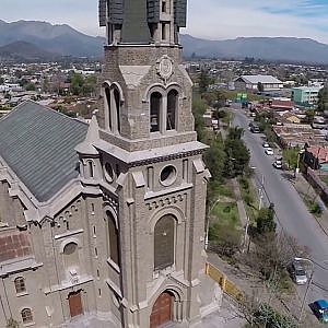 Aerial view of a church at Valpraiso Province in Chile