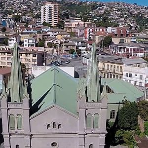 Aerial view of a Church at Valpraiso Province in Chile