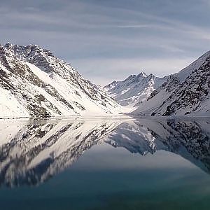 Aerial view of laguna del inca in Chile